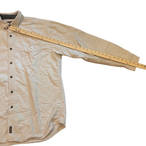 Woolrich Shirt Mens Size XL Beige Chamois Flannel Button Up Long Sleeve *FLAW* - Picture 8 of 10